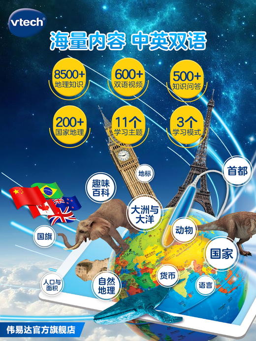 VTech新升级伟易达视听百科地球仪儿童地理启蒙玩具AR点读早教机教具 商品图4