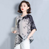 MTS-XF 2022新款上衣短袖妈妈大码碎花雪纺衬衫女夏装洋气遮肚子小衫 商品缩略图0