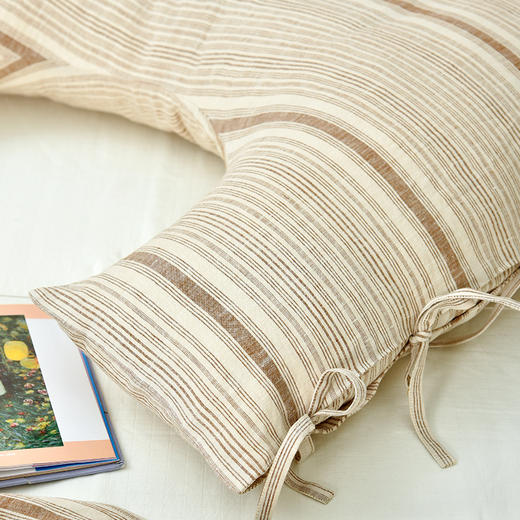 亚麻条纹系列U型侧睡枕舒适孕妇枕 商品图3