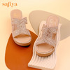 Safiya索菲娅双C烫钻带轻量厚底拖鞋2022新款坡跟增高凉拖SF22110402 商品缩略图3
