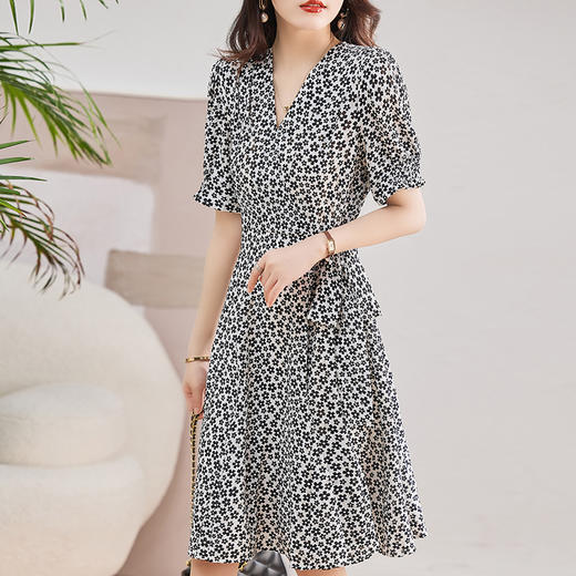 HR WM98659连衣裙碎花裙泡泡袖中长裙 商品图1