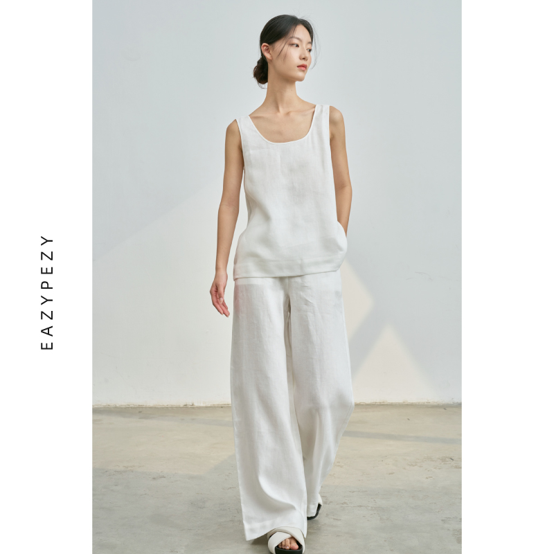 EAZYPEZY 亚麻吊带背心阔腿裤套装