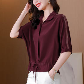 新款法式时尚气质休闲薄款仿真丝衬衫KQL-1825