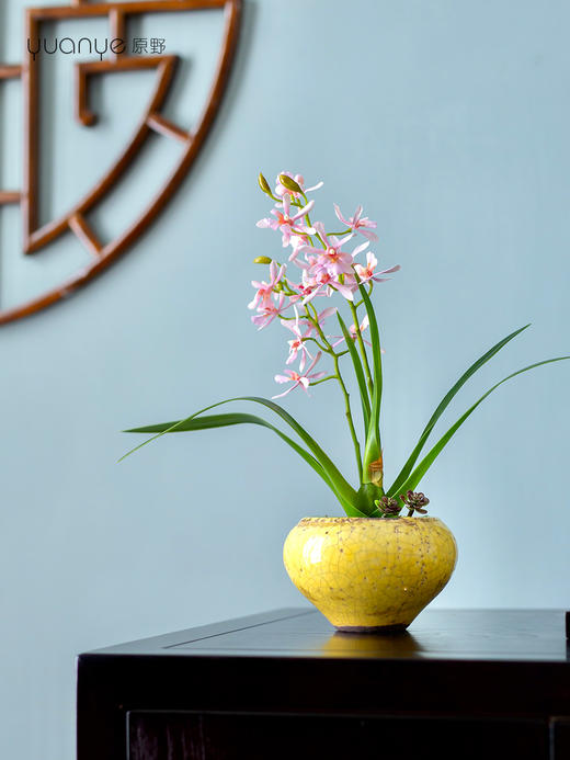 新中式高端仿真花餐桌花摆花茶室客厅玄关兰花摆设茶几前台装饰花 商品图2
