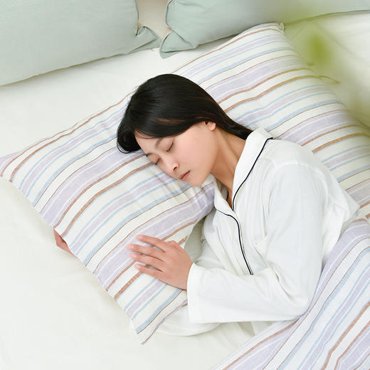 亚麻条纹系列U型侧睡枕舒适孕妇枕 商品图0