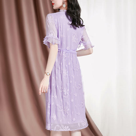 优雅修身，新款甜美绣花纯色短袖连衣裙SM-82297769 商品图3