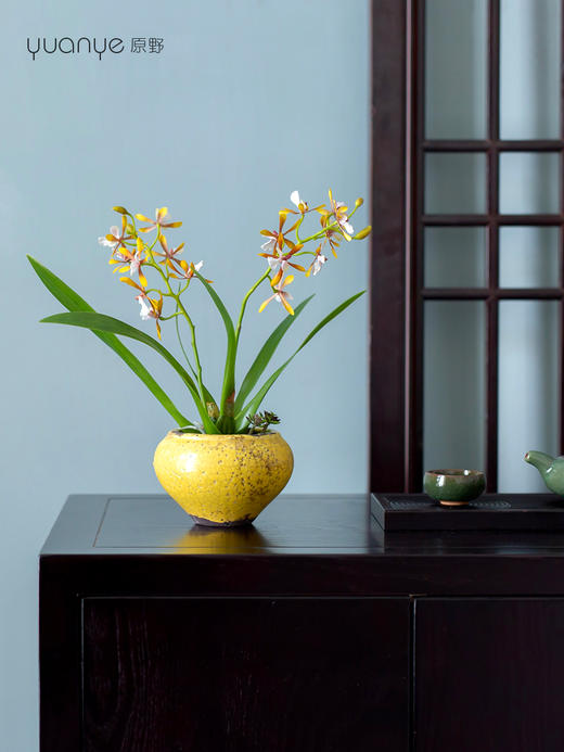 新中式高端仿真花餐桌花摆花茶室客厅玄关兰花摆设茶几前台装饰花 商品图5