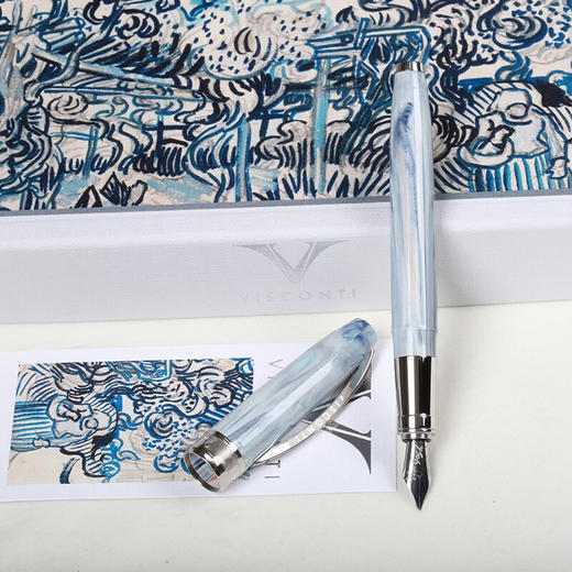 维斯康帝钢笔礼盒套装 墨水笔钢笔 意大利进口文具礼品 节日礼盒 老葡萄园与农妇-镀铂金色 F尖 礼盒套装 商品图2