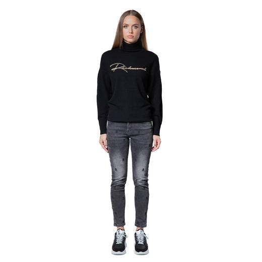 RICHMOND 女士棉质字母徽标亮片长袖针织衫 黑色 RWA19322LU BLACK 商品图3