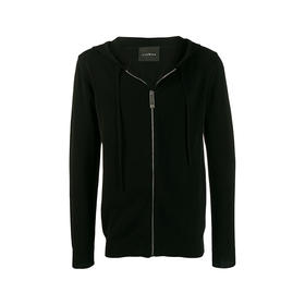 RICHMOND 男士棉质白色字母徽标印花连帽针织衫外套 黑色 RMP19156MA BLACK