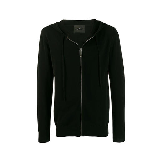 RICHMOND 男士棉质白色字母徽标印花连帽针织衫外套 黑色 RMP19156MA BLACK 商品图0