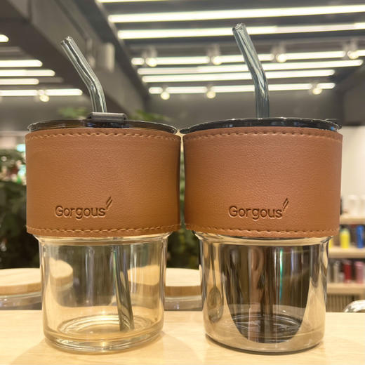 玻璃竹节杯420ml 吸管口直饮口一杯多用 便携咖啡杯家用水杯 不耐高温不可加热 （新款和之前的老款有细微差别 吸管只有烟灰色 介意勿拍） 商品图0
