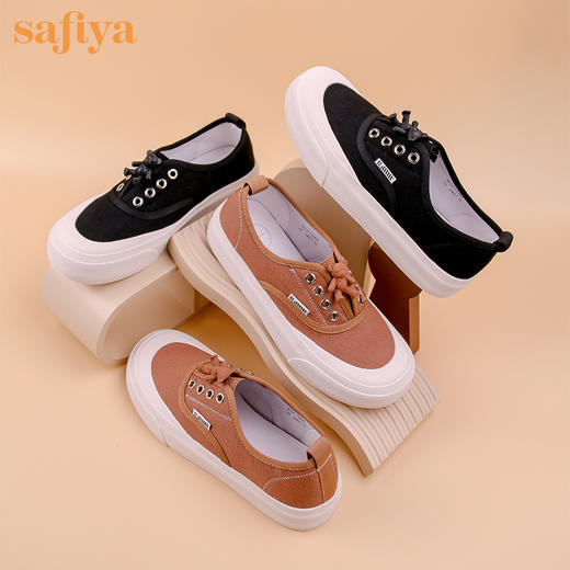 Safiya索菲娅潮趣小熊低跟百搭帆布鞋2022秋新款SF23112404 商品图0