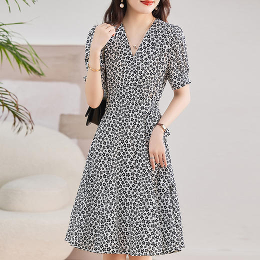 HR WM98659连衣裙碎花裙泡泡袖中长裙 商品图3