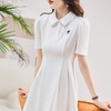 新款法式时尚气质收腰显瘦翻领短袖中长款薄款连衣裙HR-WM981239 商品缩略图2