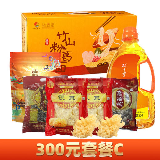 【300元套餐C】竹山粉葛面1.6kg+林中宝花生油1.8L+林中宝新疆和田红枣400g+清新桃源原木香菇400g+林中宝银耳100g*2包+林中黑木耳红袋装180g 商品图0