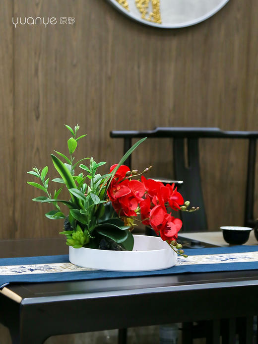 新中式高端餐桌花摆花酒店餐厅茶室客厅玄关摆设件茶几装饰仿真花 商品图2