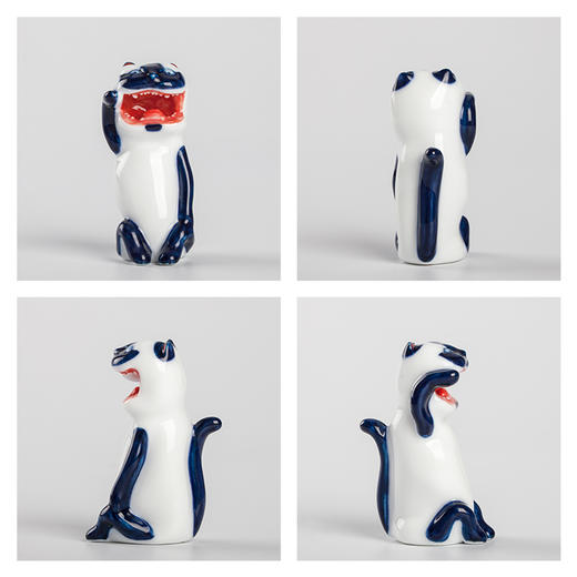 不仁斋薛继业陶瓷雕塑经典款 迷你陶瓷猫 老虎金钱豹摆件潮玩 商品图3