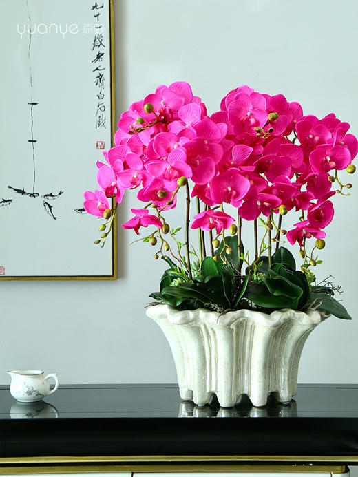 蝴蝶兰仿真花高档假花客厅酒店大堂盆景餐厅别墅新中式装饰花摆设 商品图4