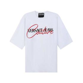 VERSACE JEANS COUTURE范思哲【22春夏新款】男士棉质宽松版圆领短袖T恤LOGO图案 72GAHT07 CJ02O