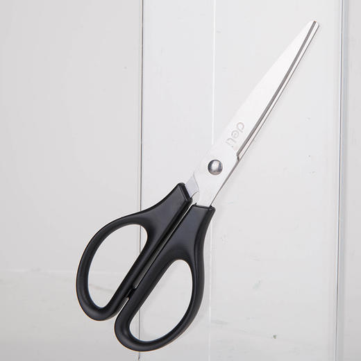 【仅供集采】12把/盒得力手工剪纸刀便捷式 办公用品不锈钢美工无尖圆头安全中号剪刀 家用裁缝多功能剪子0603 商品图1