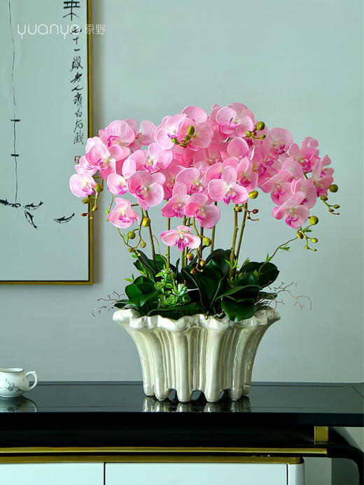蝴蝶兰仿真花高档假花客厅酒店大堂盆景餐厅别墅新中式装饰花摆设 商品图1