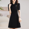 新款法式时尚气质收腰显瘦翻领短袖中长款薄款连衣裙HR-WM981239 商品缩略图1