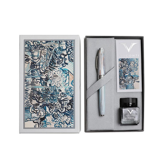 维斯康帝钢笔礼盒套装 墨水笔钢笔 意大利进口文具礼品 节日礼盒 老葡萄园与农妇-镀铂金色 F尖 礼盒套装 商品图1