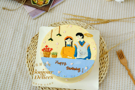 情侣手绘蛋糕（订购之前请务必和客服沟通具体手绘细节）务必提前48小时订购 商品图1