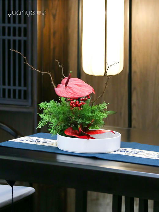 新中式高端餐桌花摆花酒店餐厅茶室客厅玄关摆设件茶几装饰仿真花 商品图3