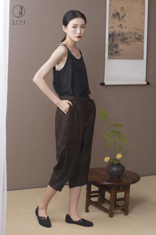 漫物记香云纱女式拼接七分裤xys-w069 商品图0