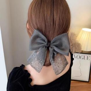 Leswinna欧根纱带钻蝴蝶结简约百搭发卡 商品图0