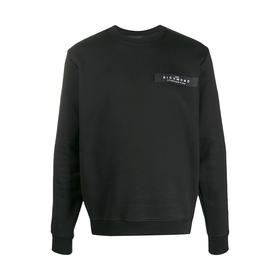 RICHMOND 男士棉质字母徽标印花长袖卫衣 黑色 RMA19088FE BLACK