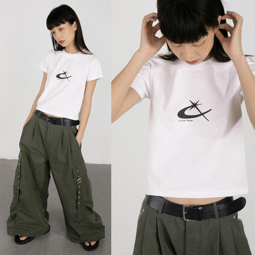 CryingCenter 白色星月 紧身短款上衣T恤短袖  哭喊中心 商品图1