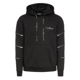 RICHMOND 男士棉质字母徽标印花连帽卫衣 黑色 RMA19099FE BLACK