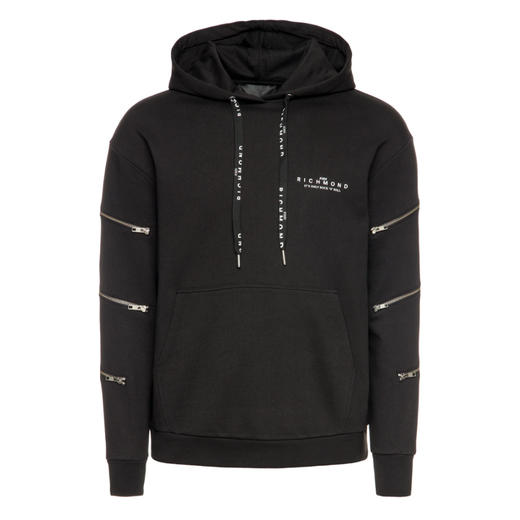 RICHMOND 男士棉质字母徽标印花连帽卫衣 黑色 RMA19099FE BLACK 商品图0