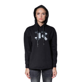 RICHMOND 女士棉质字母印花抽绳连帽卫衣 黑色 RWA19126FE BLACK