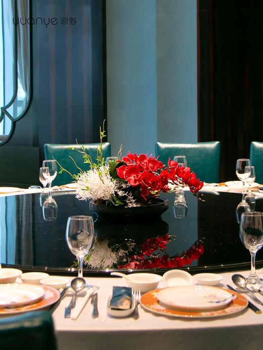 酒店高档餐桌花仿真花圆桌转盘桌面餐厅包厢大装饰假花摆设件 商品图3
