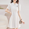 新款法式时尚气质收腰显瘦翻领短袖中长款薄款连衣裙HR-WM981239 商品缩略图0