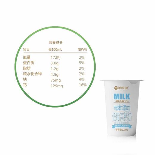 【每日鲜配】美丽健纸杯低脂高钙牛奶200mL（低温鲜奶，月套餐，每日配送） 商品图1
