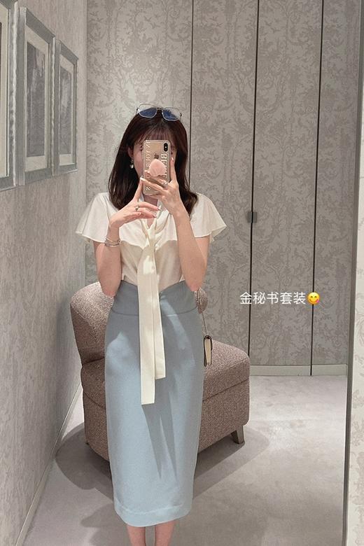 金蘑菇菇【Moonlight 孙艺珍姐姐】通勤感衬衫过膝包臀半裙两件套 商品图4