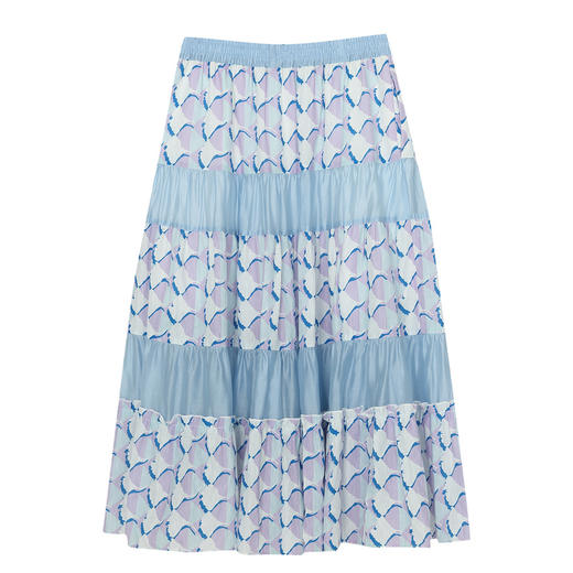 谜底棉麻半身裙2022夏新款银杏叶印花度假仙女气质裙子222MB0720 商品图4