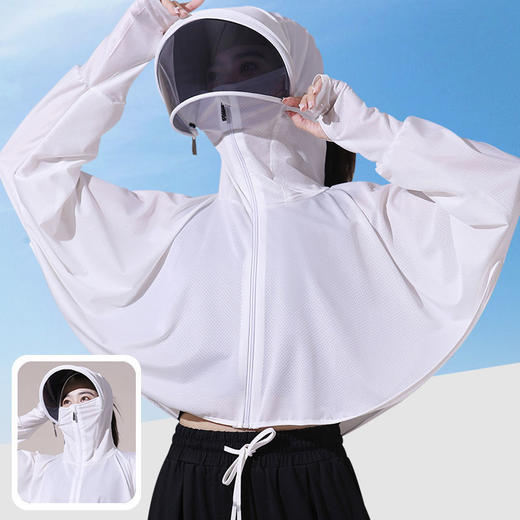 【夏季遮阳】户外骑行衣女夏季2023新款冰丝服骑车透气罩衫薄外套披肩sjmh56 商品图3