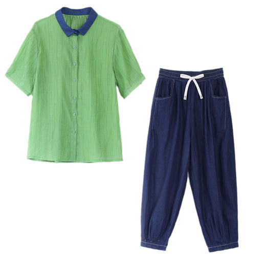 棉麻套装新款大码休闲时尚薄款妈妈显瘦两件套HR-WY08129 商品图4