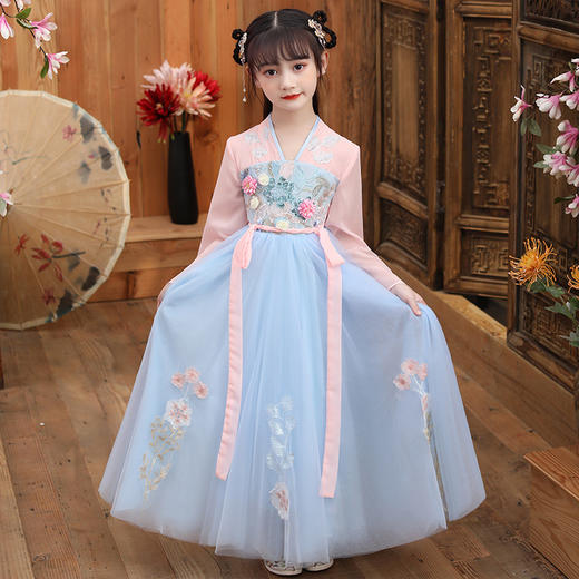 DY-8336儿童汉服裙夏季女童连衣裙中国风古装仙小女孩洋气裙演出服 商品图5