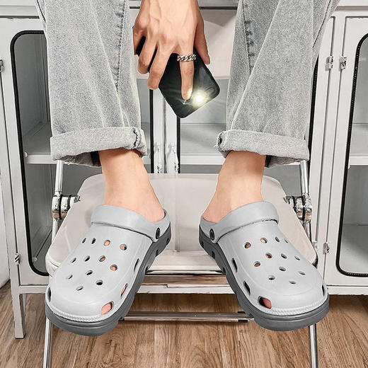 洞洞鞋男夏季外穿2023新款潮户外凉鞋防滑包头沙滩sjmh17 商品图8