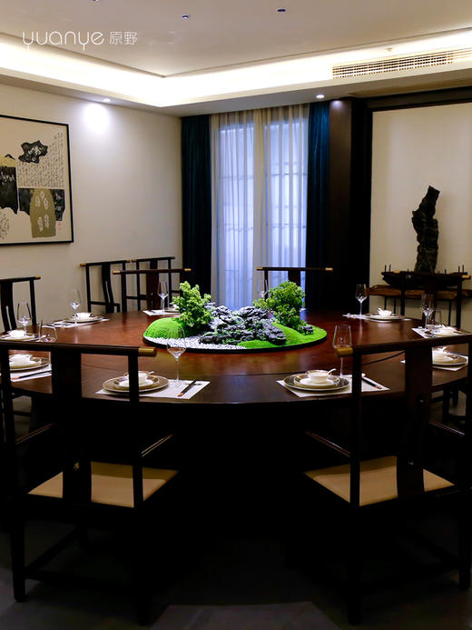 酒店餐桌花摆花高端新中式大圆桌装饰摆件餐厅中间转盘造景微景观 商品图3