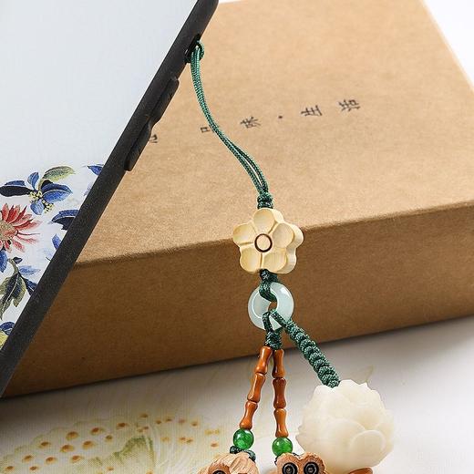 手工编车钥匙扣挂件桃木黄杨菩提莲花包包饰闺蜜朋友礼物玉石挂件 商品图3