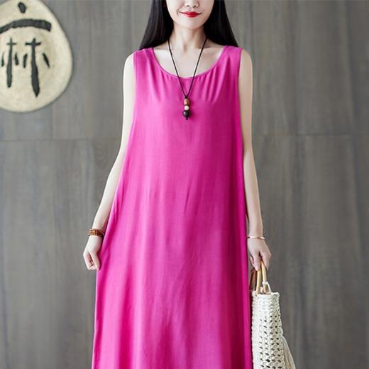 复古文艺纯色舒适背心连衣裙2023春秋女长款裙子宽松打底裙cyl11 商品图5