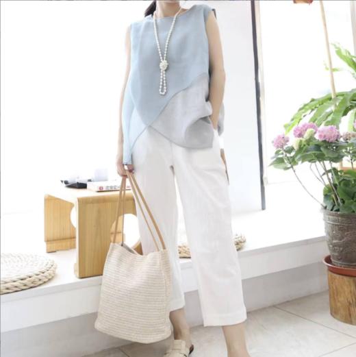 预售： 2022春款休闲裤（22709081-线纹白） 商品图1